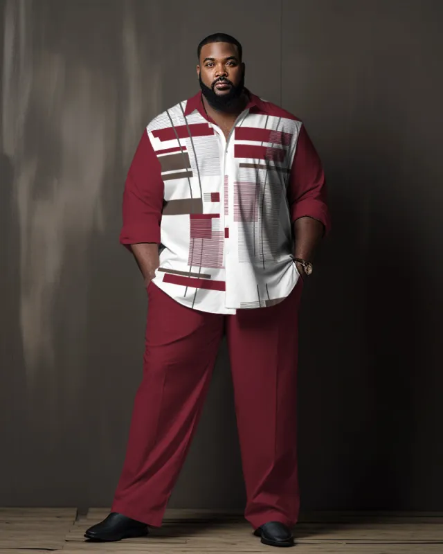 Big Men's Red Square Gradient Long Sleeve Walking Set sold by Biggmans