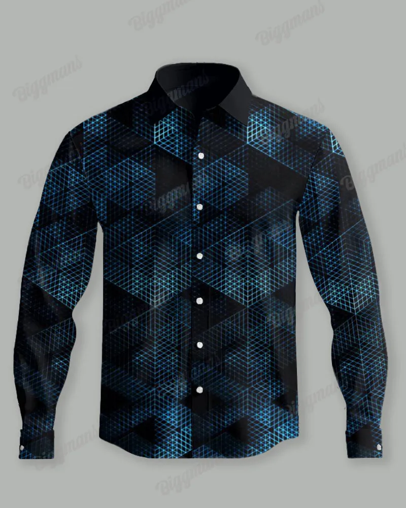 Big Guy's Casual Business Geometric Long Sleeve Shirt Pants Set sold by Biggmans product image thumbnail 4