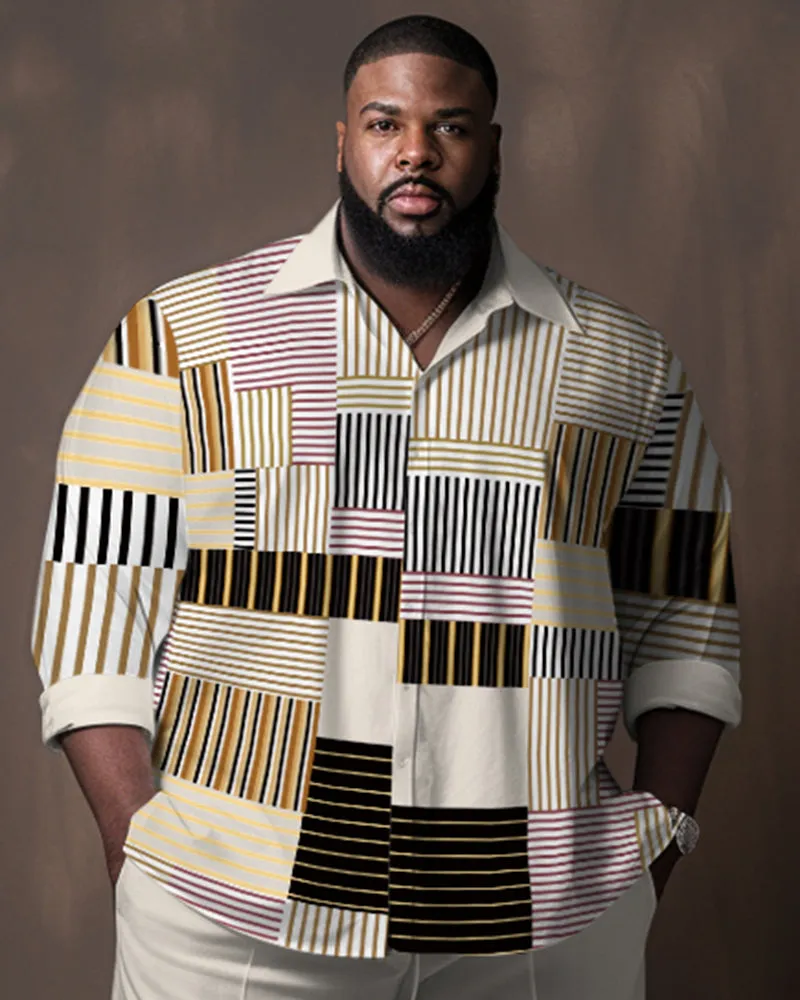 Big Men's Color Block Stitching Gradient Long Sleeve Walking Set sold by Biggmans product image thumbnail 2