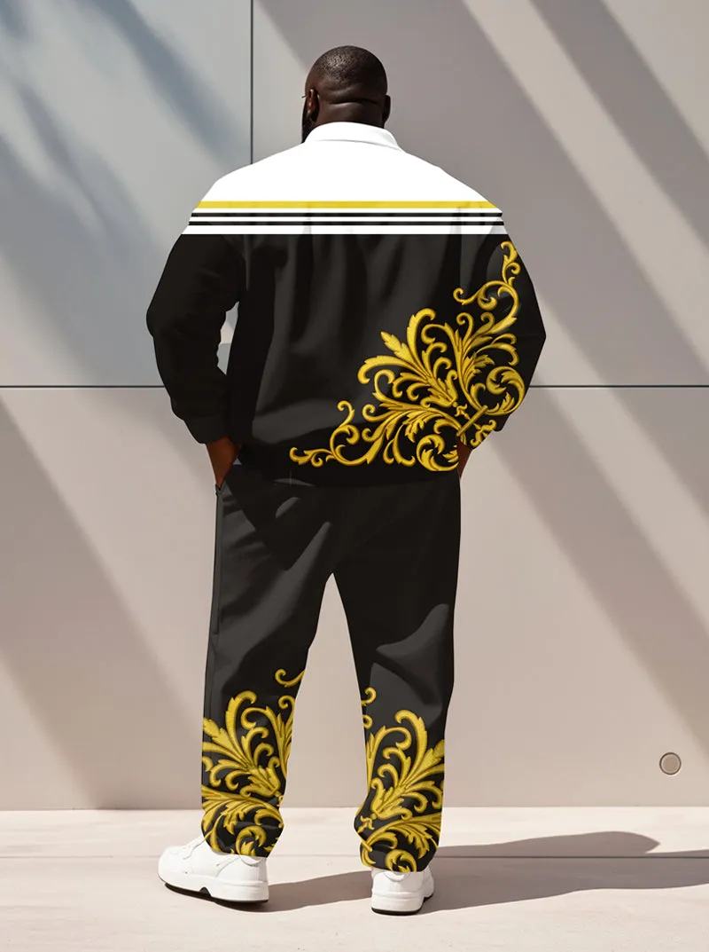 Men's Simple Luxury Pattern King Black and White Print Polo Shirt Zipper Pants Suit sold by Biggmans product image thumbnail 2