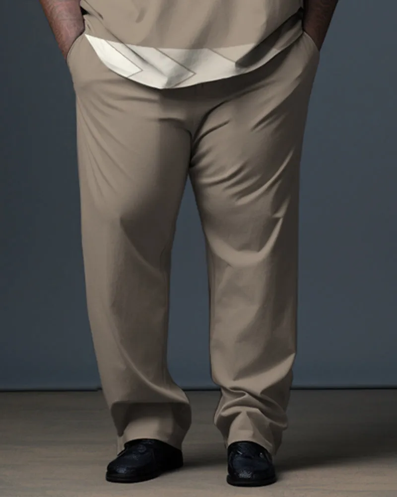 Men's Plus Size Geometric Graphic Zipper Polo Shirt and Trousers Set sold by Biggmans product image thumbnail 3