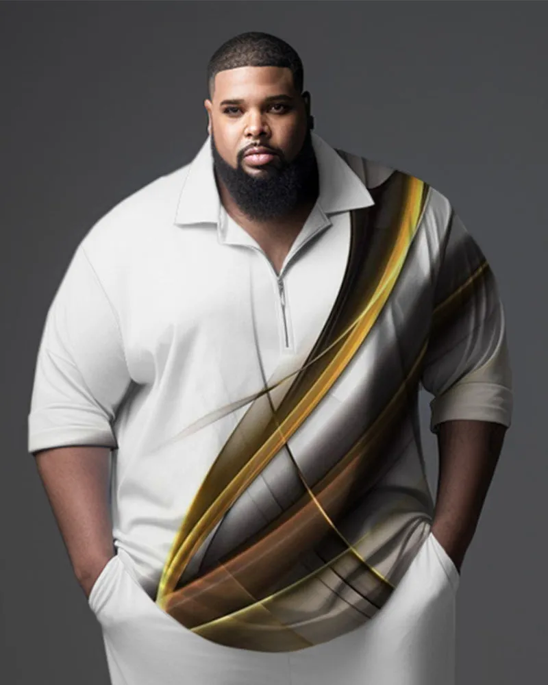 Big and Tall Men's Gradient Gentleman Zipper Polo Shirt 2-Piece Set sold by Biggmans product image thumbnail 2