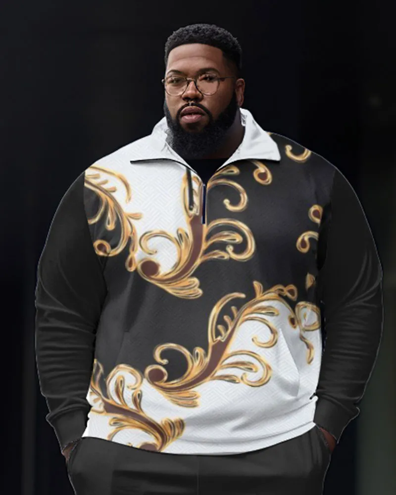 Men's Big & Tall Wavy Jacquard Graphic Zip Shirt and Pants Two-Piece Set sold by Biggmans product image thumbnail 2