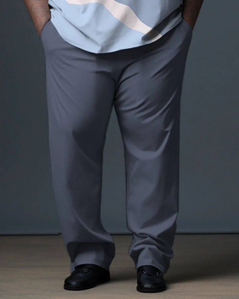 Men's Blue Big and Tall Gentleman's Camo Polo Zip Shirt and Pants Two-Piece Set sold by Biggmans product image thumbnail 3