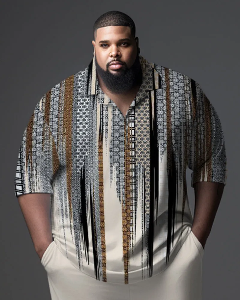 Men's Big & Tall Abstract Graphic Zip Polo Shirt & Pants 2-Piece Set sold by Biggmans product image thumbnail 2