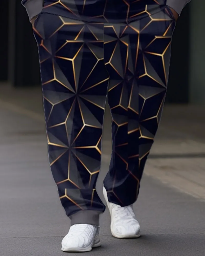 Men's Big & Tall Abstract Graphic Zip Polo Shirt & Pants Two Piece Set sold by Biggmans product image thumbnail 3