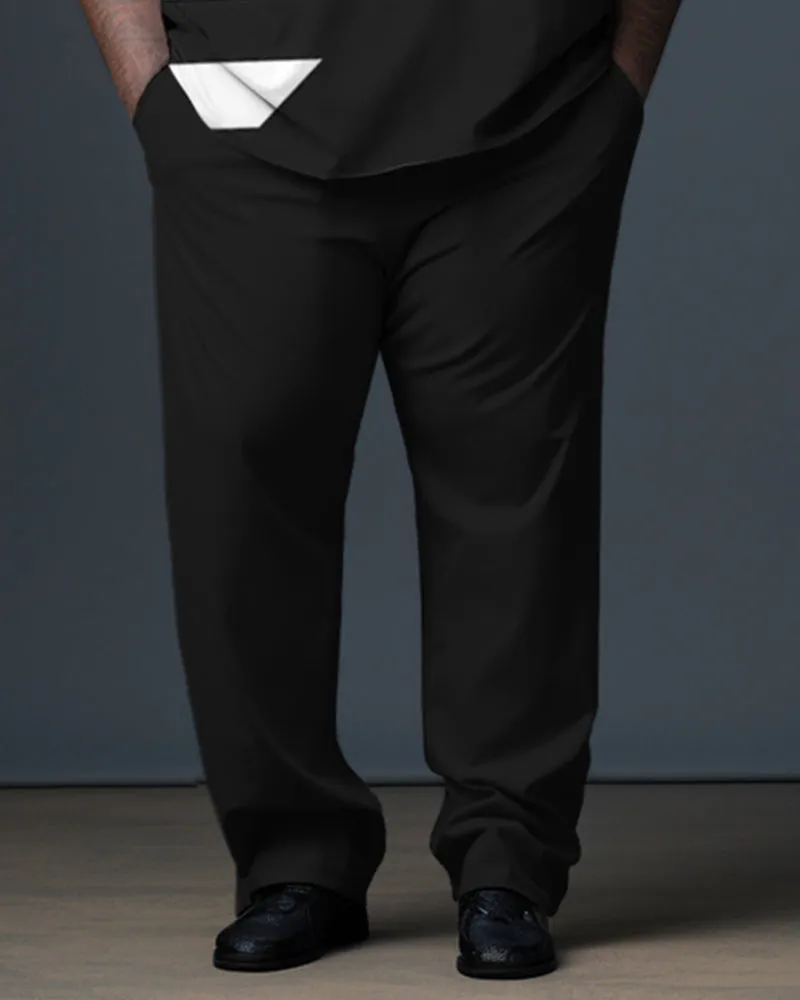 Men's Big & Tall Color Block Stripe Zip Up Polo Shirt and Pants Set sold by Biggmans product image thumbnail 3