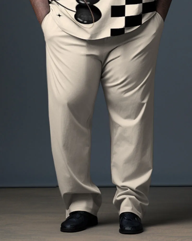 Big Guy's Cherry Checkerboard Polo Zip Shirt & Pants 2-Piece Set sold by Biggmans product image thumbnail 3