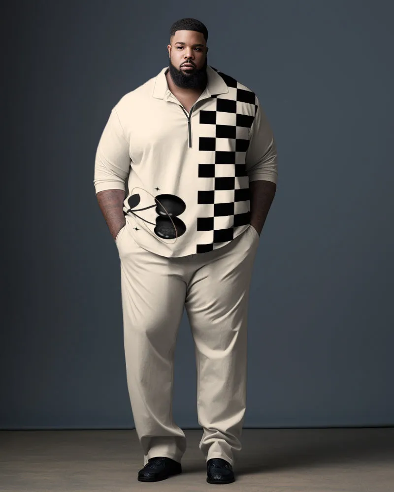 Big Guy's Cherry Checkerboard Polo Zip Shirt & Pants 2-Piece Set sold by Biggmans