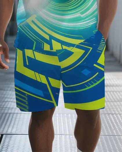 Big Men's Abstract Black Hole Scientific Theme Casual Short-Sleeve Polo Shirt & Shorts Set sold by Biggmans product image thumbnail 3