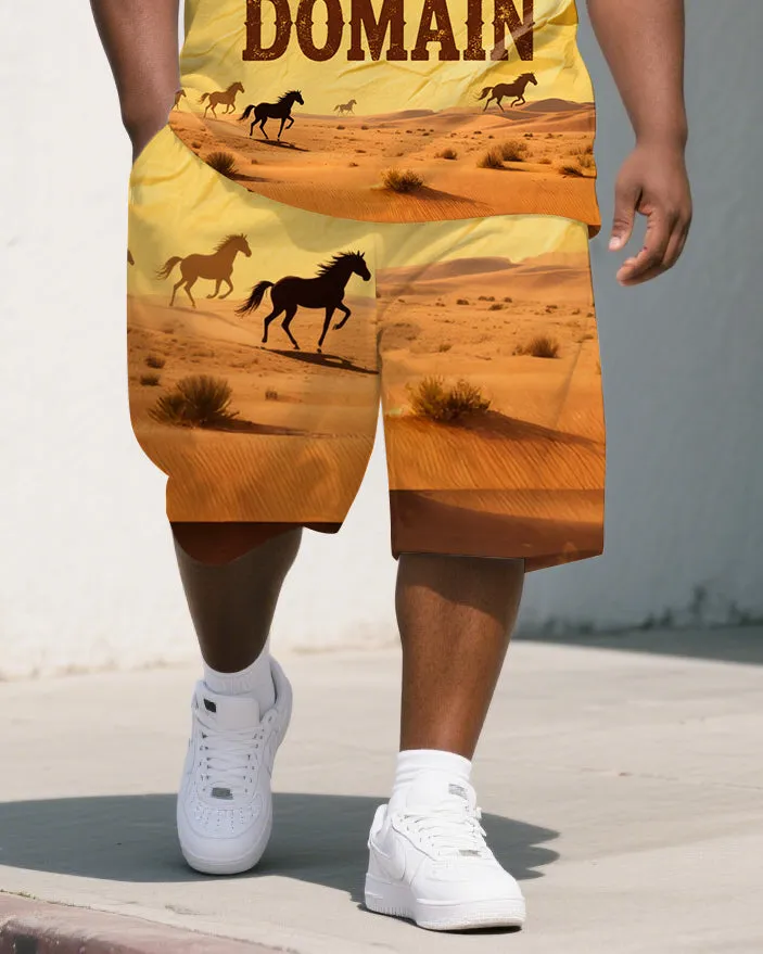 Men's Casual Horse in Desert PRISON Lettering Relaxed Short-Sleeve Polo Shirt & Shorts Set sold by Biggmans product image thumbnail 3