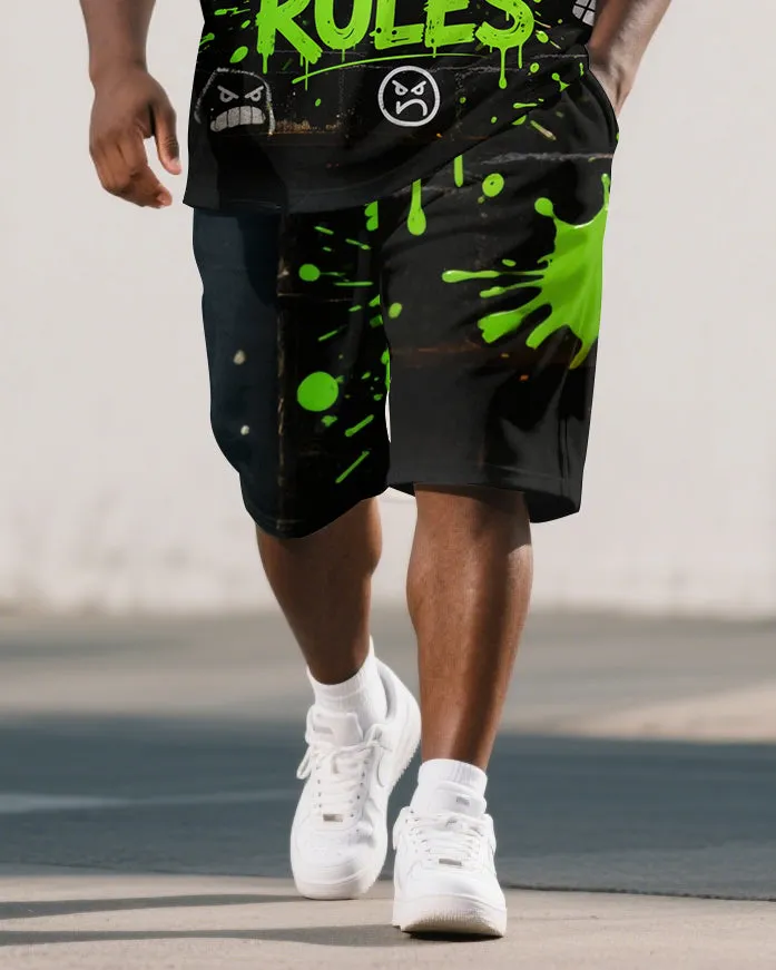 Men's Big and Tall Ink Splash PRISON Letter Design Short-Sleeve Polo Shirt & Shorts Set sold by Biggmans product image thumbnail 3