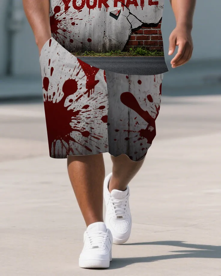 Big Men's Casual Style PRISON Theme Broken Wall Printed Short-Sleeve Polo Shirt Shorts Set sold by Biggmans product image thumbnail 3