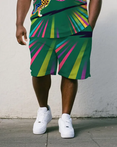 Big Men's Fantasia Cartoon Leopard Printed Street Style Short-Sleeve Polo Shirt & Shorts Set sold by Biggmans product image thumbnail 3
