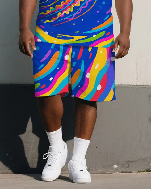 Big Men's Dreamy Cartoon Colorful Jellyfish Printed Short-Sleeve Polo Shirt & Shorts Set sold by Biggmans product image thumbnail 3