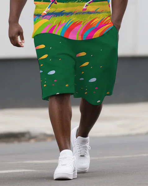 Big Guy's Dreamy Animal Running Horse Printed Casual Short-Sleeve Polo Shirt & Shorts Set sold by Biggmans product image thumbnail 3