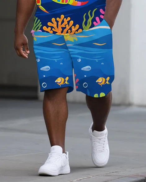 Big Man's Abstract Animal World Cute Crab Printed Casual Short-Sleeve Polo Shirt & Shorts Set sold by Biggmans product image thumbnail 3