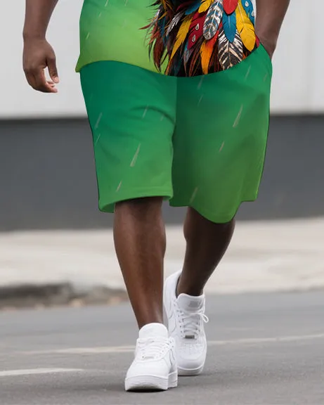 Big Man's Thriller Bear Cartoon Printed Casual Summer Short-Sleeve Polo Shirt & Shorts Set sold by Biggmans product image thumbnail 3