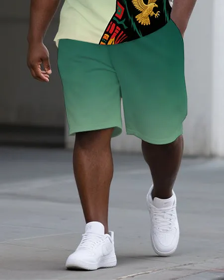 Big Man's Ethical Bear Cartoon Printed Gradient Summer Short-Sleeve Polo Shirt & Shorts Set sold by Biggmans product image thumbnail 3