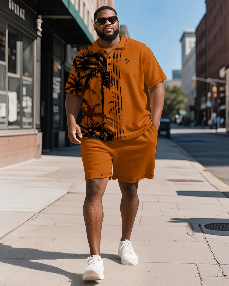 Big & Tall Men's Hawaiian Coconut Stripe Print Short Sleeve Polo Shirt Shorts Suit sold by Biggmans product image thumbnail 3