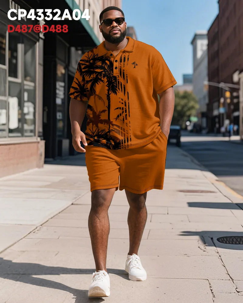 Big & Tall Men's Hawaiian Coconut Stripe Print Short Sleeve Polo Shirt Shorts Suit sold by Biggmans product image thumbnail 4