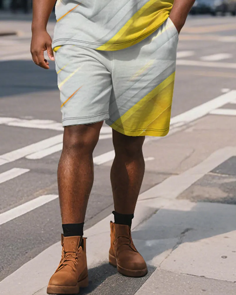 Big & Tall Men's Business Yellow Brush Stroke Line Graffiti Print Short Sleeve Polo Shirt Shorts Suit sold by Biggmans product image thumbnail 4