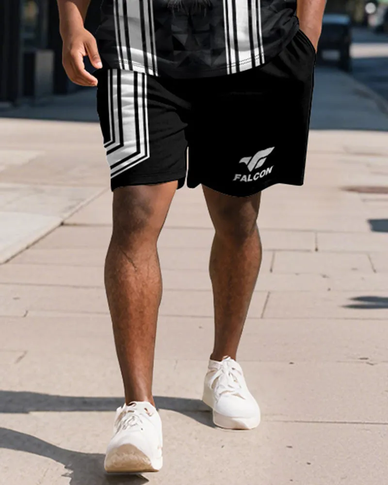 Big & Tall Men's Business Black Tiger Graffiti Stripe Print Short Sleeve Polo Shirt Shorts Suit sold by Biggmans product image thumbnail 4