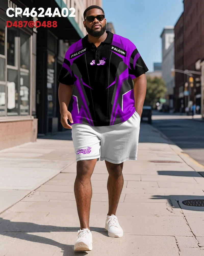 Big & Tall Men's Sports Geometric Alphabet Print Short Sleeve Polo Shirt Shorts Suit sold by Biggmans product image thumbnail 4