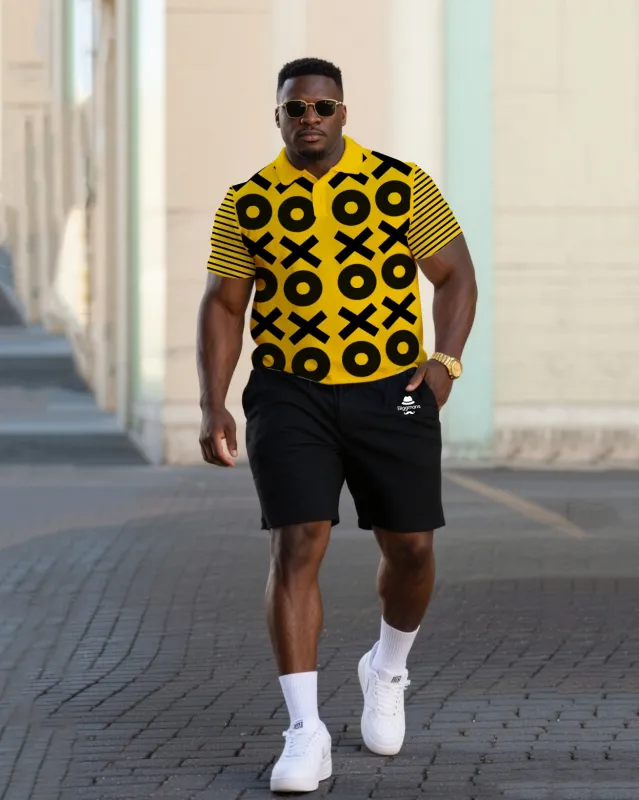 Big & Tall Men's Business Commuter Daily Leisure Sports Original OXOX Stripe Design-Polo Shirt Short Sleeve Polo Shirt Shorts Suit sold by Biggmans