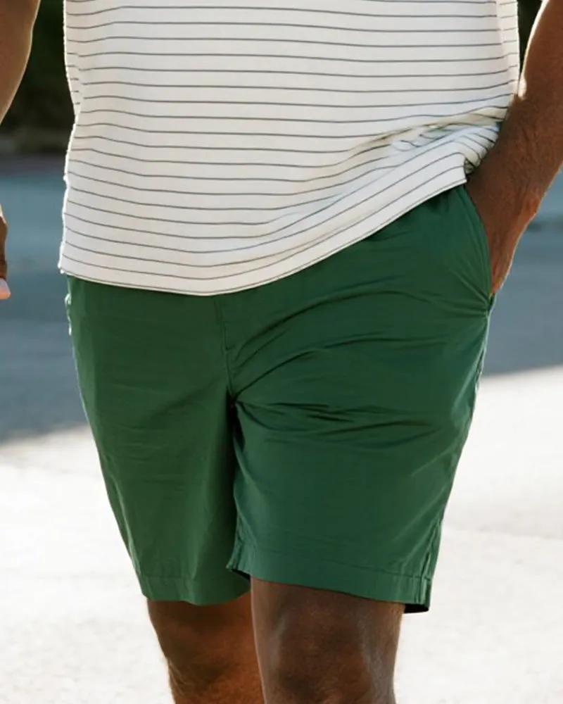 Big & Tall Men's Business Green Patchwork Stripe Printed Short Sleeve Zipper Polo Shirt Shorts Suit sold by Biggmans product image thumbnail 3