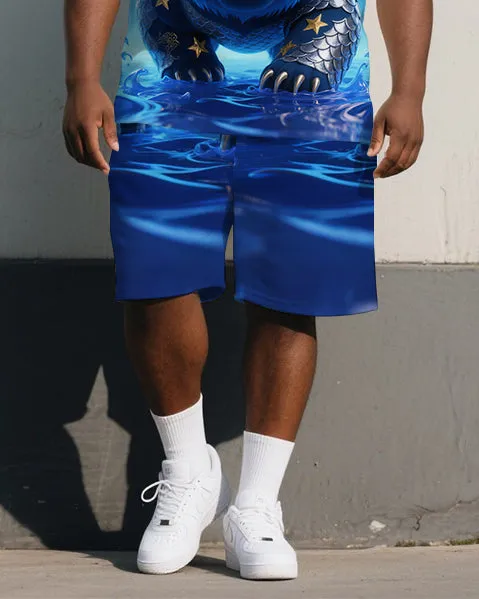 Big Man's Retro Bear in Sea Cartoon Printed 2-Piece Short-Sleeve Polo Shirt & Shorts Set sold by Biggmans product image thumbnail 3