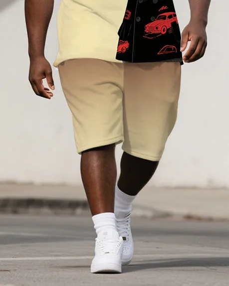 Men's Casual Detective Bear Cartoon Printed Gradient Big Size Short-Sleeve Polo Shirt Shorts Set sold by Biggmans product image thumbnail 3