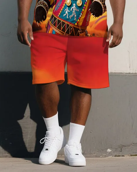 Big Man's Summer Ethical Fun Bear Cartoon Gradient Short-Sleeve Polo Shirt & Shorts Set sold by Biggmans product image thumbnail 3