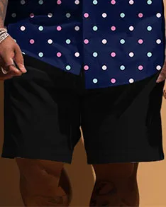 Men's Plus Size Small Polo Dot Print Short Sleeve Shirt Shorts Set sold by Biggmans product image thumbnail 3
