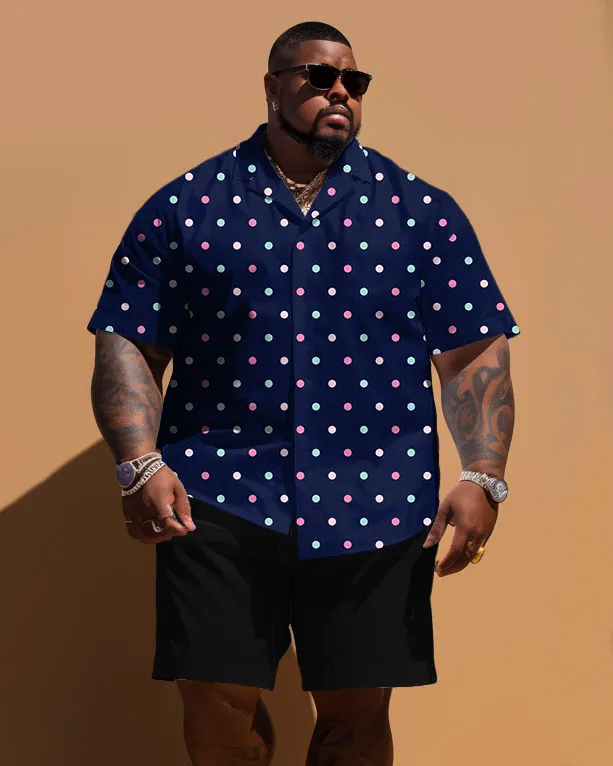 Men's Plus Size Small Polo Dot Print Short Sleeve Shirt Shorts Set sold by Biggmans