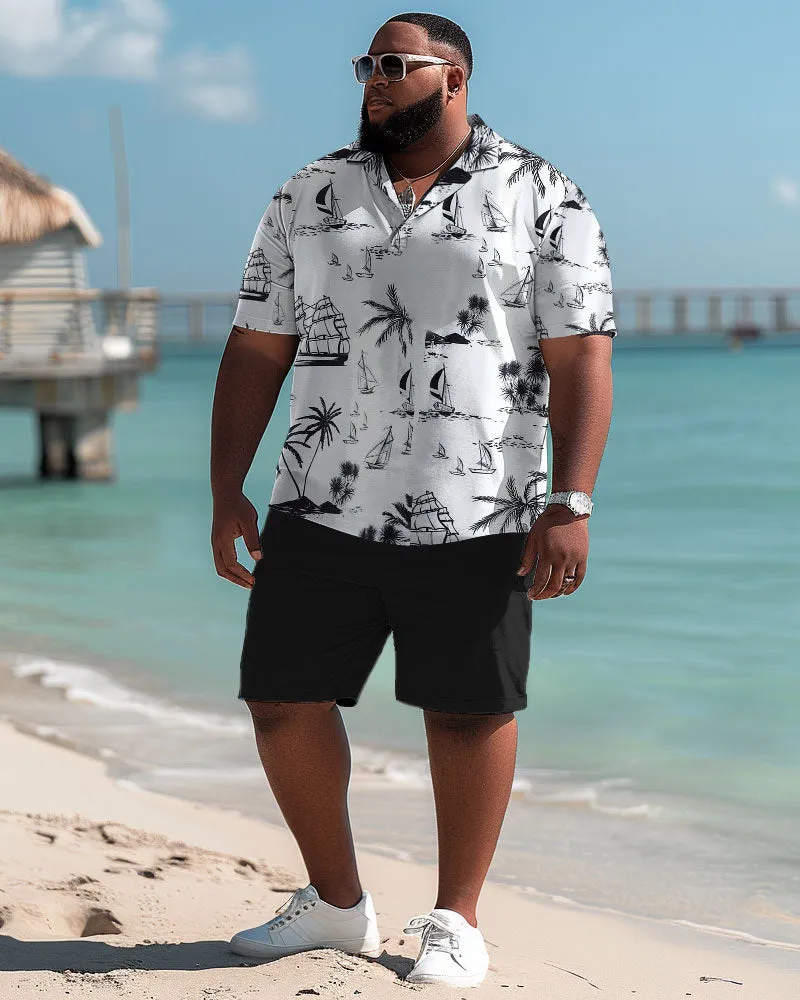 Hawaiian Simple Coconut Tree Pattern Polo Shorts Men's Big & Tall Set sold by Biggmans product image thumbnail 2