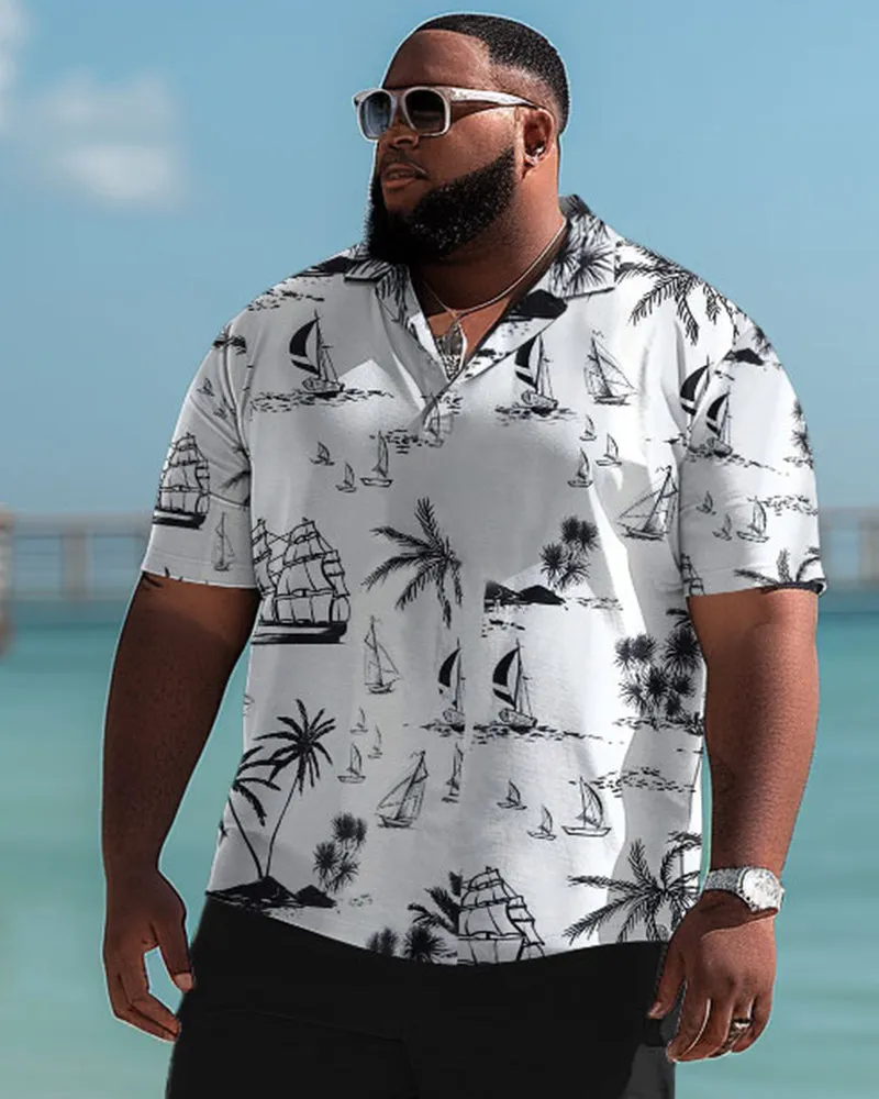 Hawaiian Simple Coconut Tree Pattern Polo Shorts Men's Big & Tall Set sold by Biggmans product image thumbnail 3