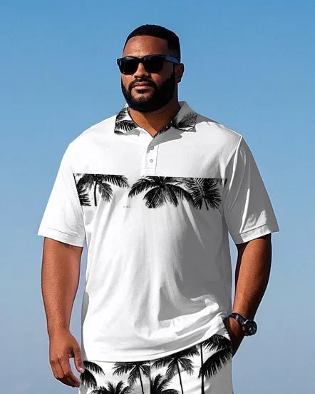 Men's Casual Hawaiian Theme Coconut Trees Stripe Printed Big & Tall Short Sleeve Polo Shirt Shorts Set sold by Biggmans product image thumbnail 2