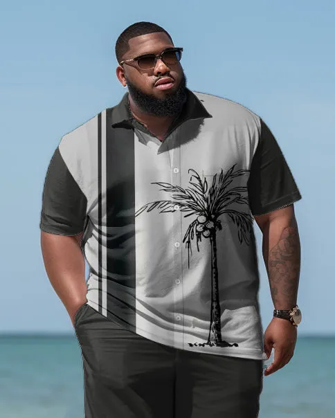 Men's Large Size Seaside Color Block Coconut Striped Hawaiian Shirt Shorts Two-Piece Set sold by Biggmans product image thumbnail 2