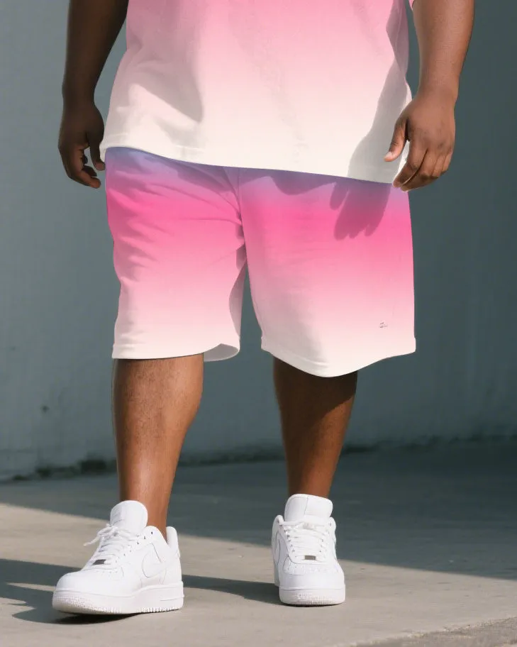 Big Men's Romantic Blue & Pink Gradient Short Sleeve Polo Shirt Shorts Suit sold by Biggmans product image thumbnail 3