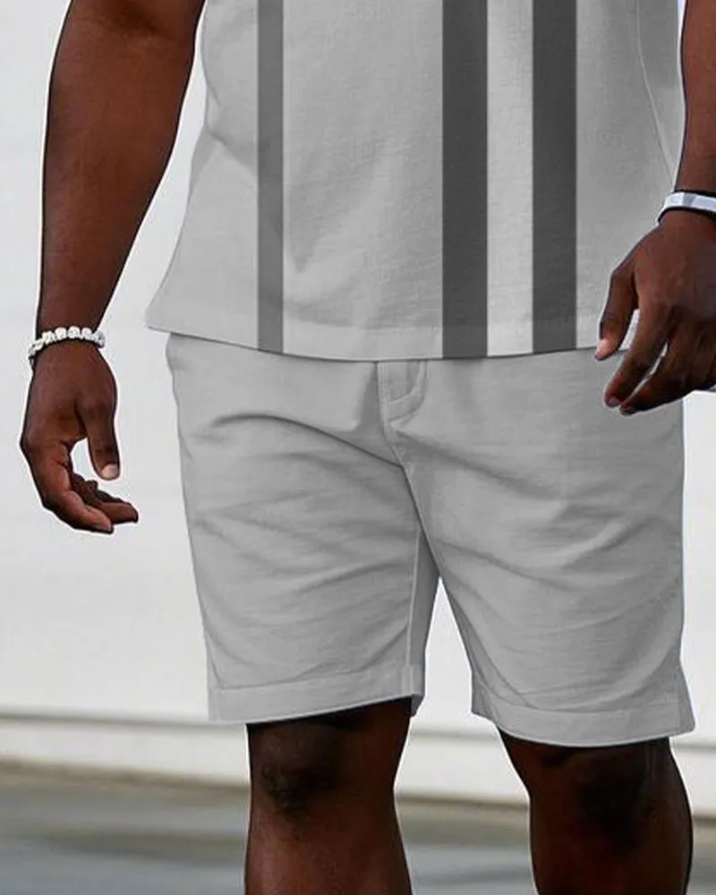 Men's Plus Size Grey Large Brand Short-sleeved Polo Shirt Shorts Suit sold by Biggmans product image thumbnail 3