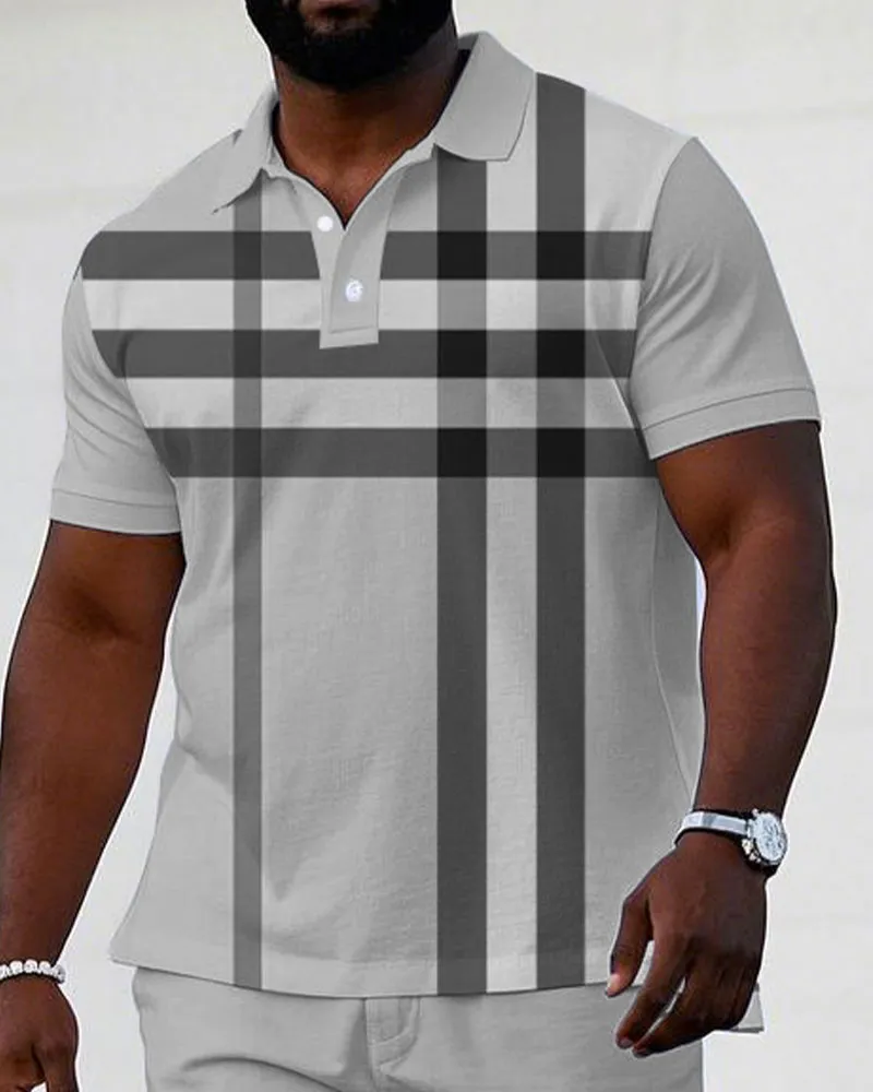 Men's Plus Size Grey Large Brand Short-sleeved Polo Shirt Shorts Suit sold by Biggmans product image thumbnail 2