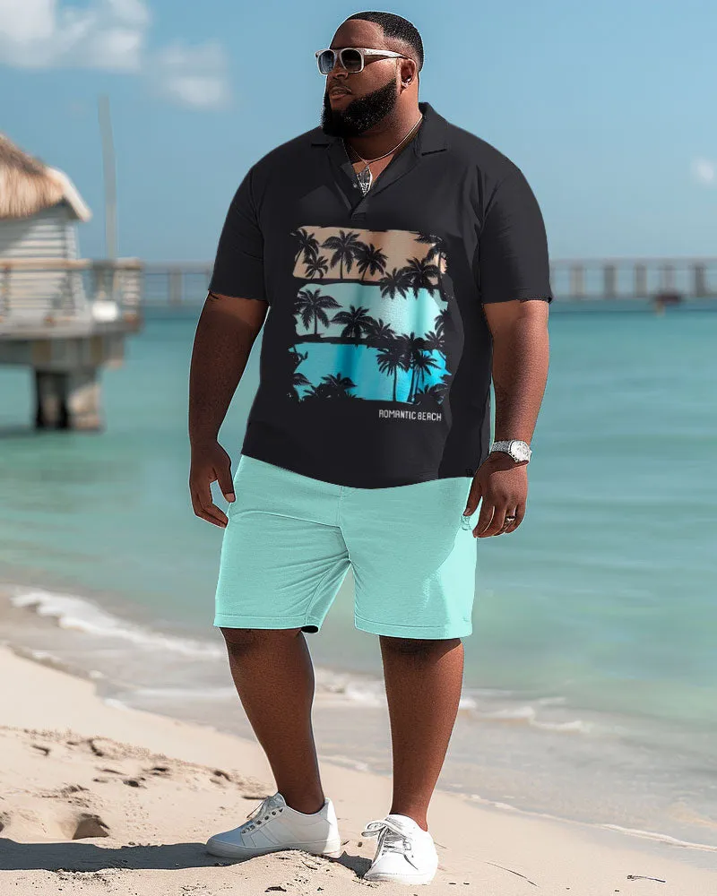 Hawaiian Contrast Coconut Print Polo Shirt and Shorts Two-Piece Men's Big & Tall Set sold by Biggmans product image thumbnail 2