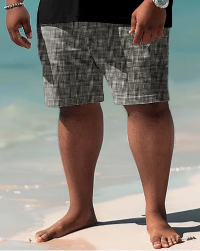 Men's Plus Size Casual Simple Stitching Plaid Print Polo Shorts Set sold by Biggmans product image thumbnail 4