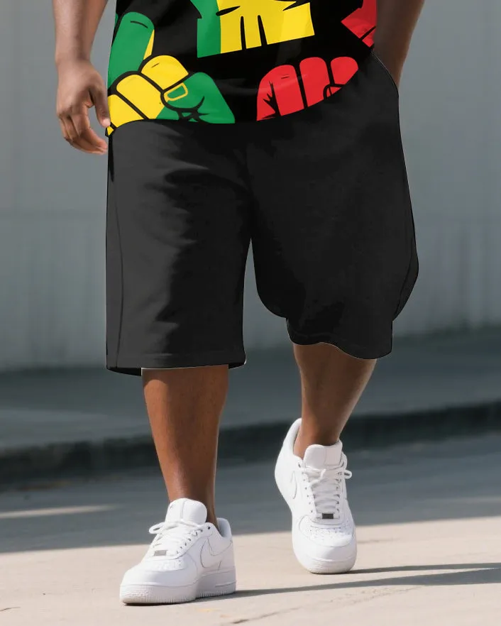 Men's Big & Tall Juneteenth Theme Fists Printed Short Sleeve Polo Shirt Shorts 2-Piece Suit sold by Biggmans product image thumbnail 3