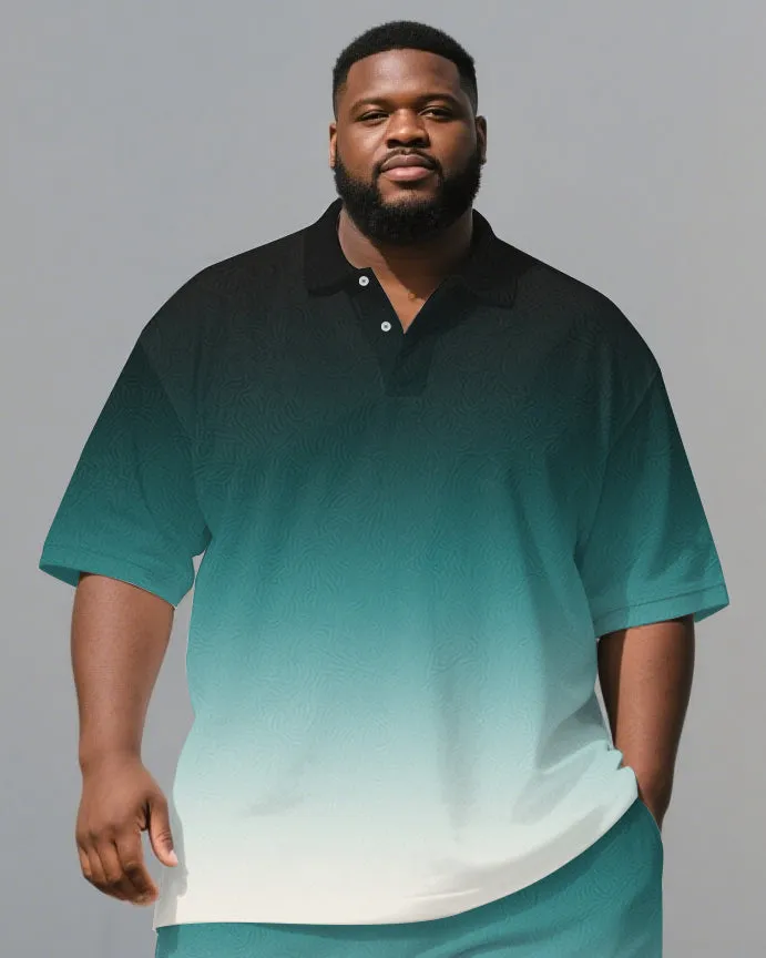 Big Men's Classic Green Gradient Short Sleeve Polo Shirt Shorts Sets sold by Biggmans product image thumbnail 2