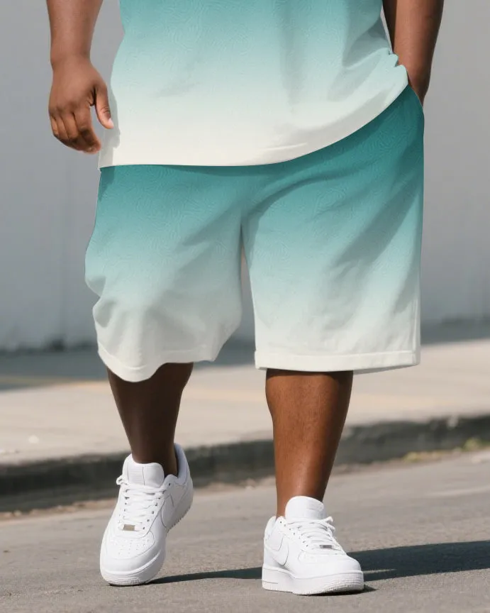 Big Men's Classic Green Gradient Short Sleeve Polo Shirt Shorts Sets sold by Biggmans product image thumbnail 3