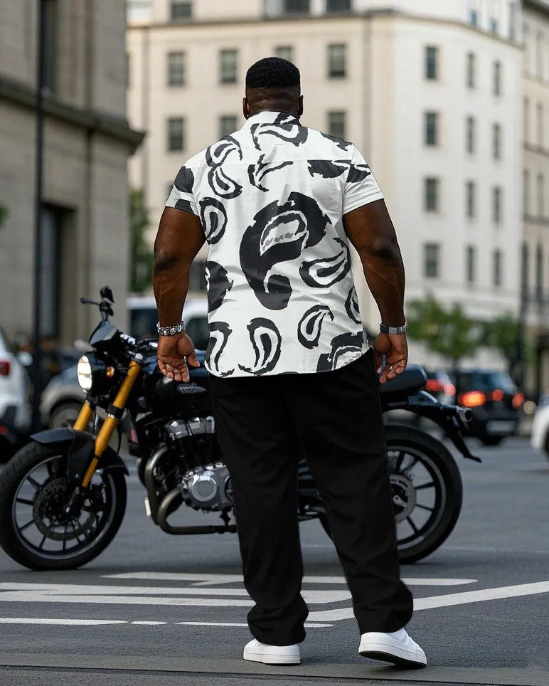Men's Plus Size Abstract Paisley Quartet Continuous Pattern Short Sleeve Shirt Trousers Suit sold by Biggmans product image thumbnail 4