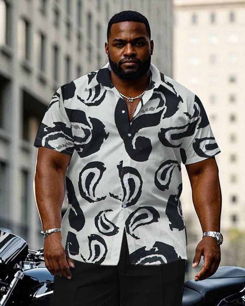 Men's Plus Size Abstract Paisley Quartet Continuous Pattern Short Sleeve Shirt Trousers Suit sold by Biggmans product image thumbnail 2