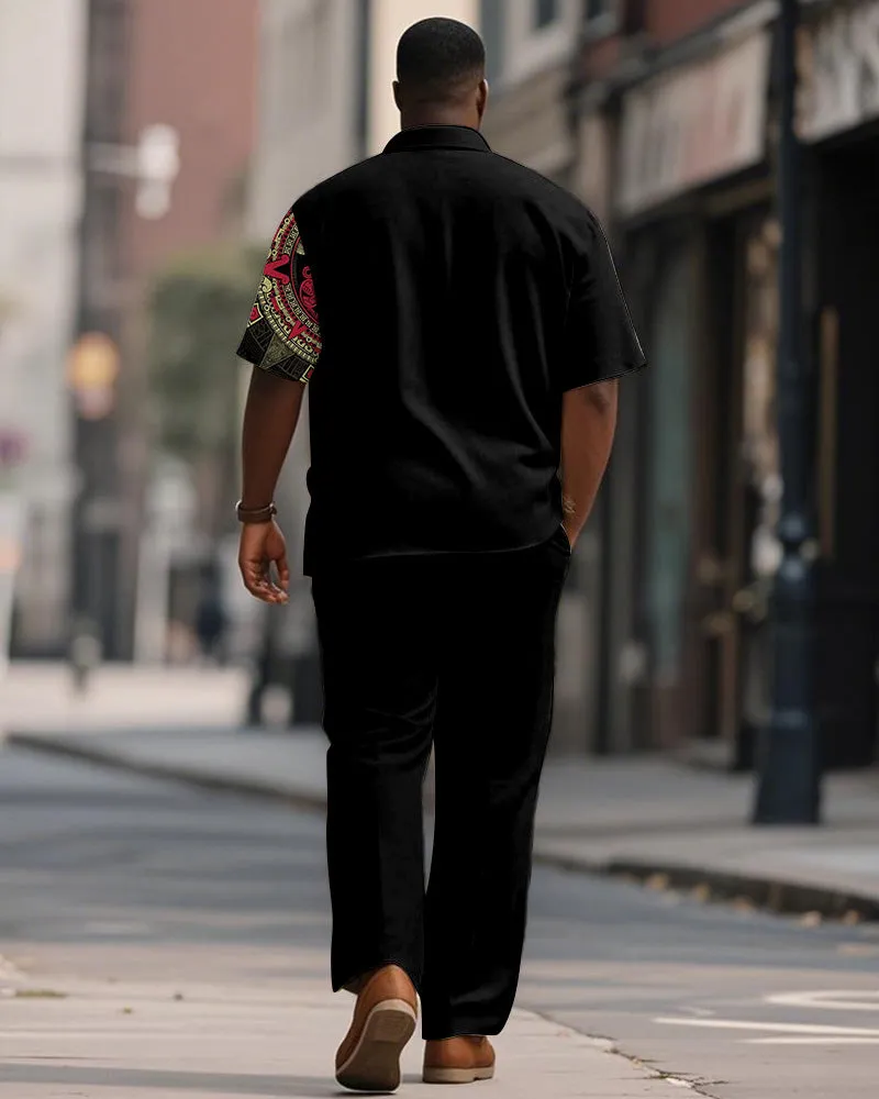 Men's Plus Size Aztec Ethnic Style Printed Short Sleeve Shirt Trousers Suit sold by Biggmans product image thumbnail 4